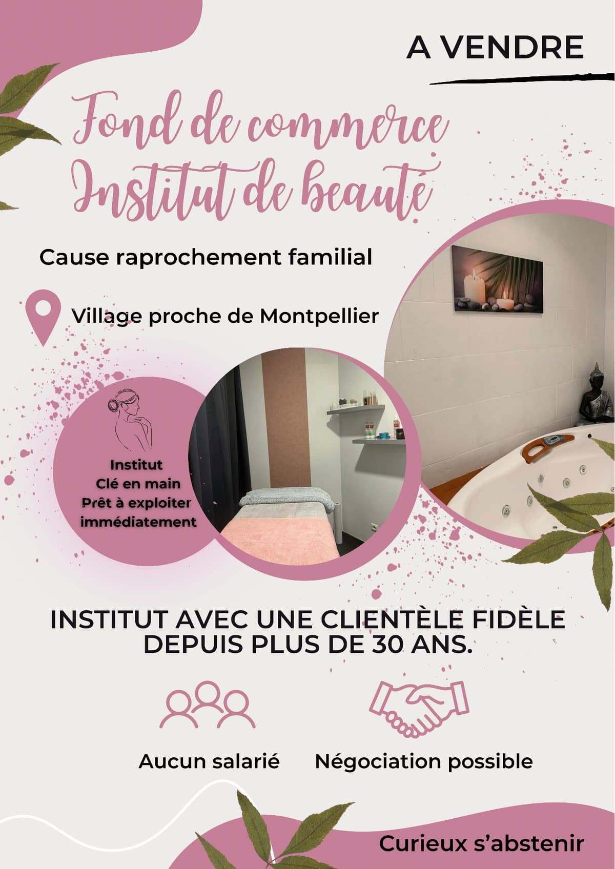 Institut de beauté à Pérols - 8 cabines, clientèle fidèle