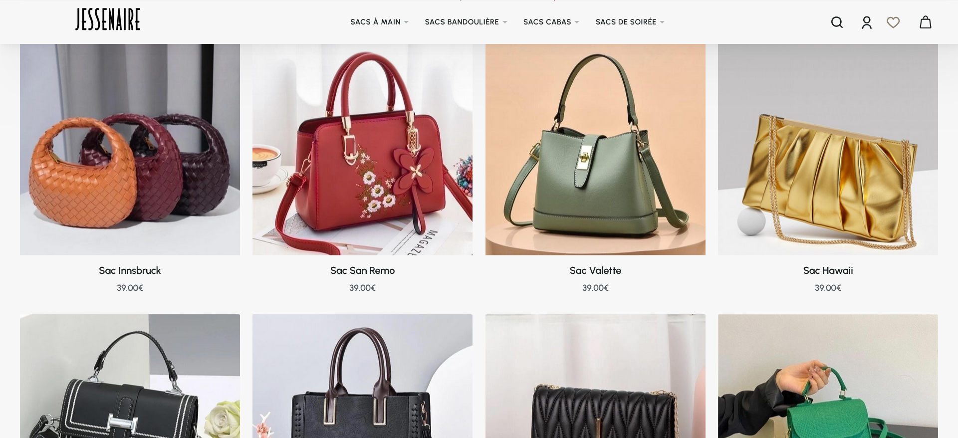 E-commerce très rentable. Sacs femme.